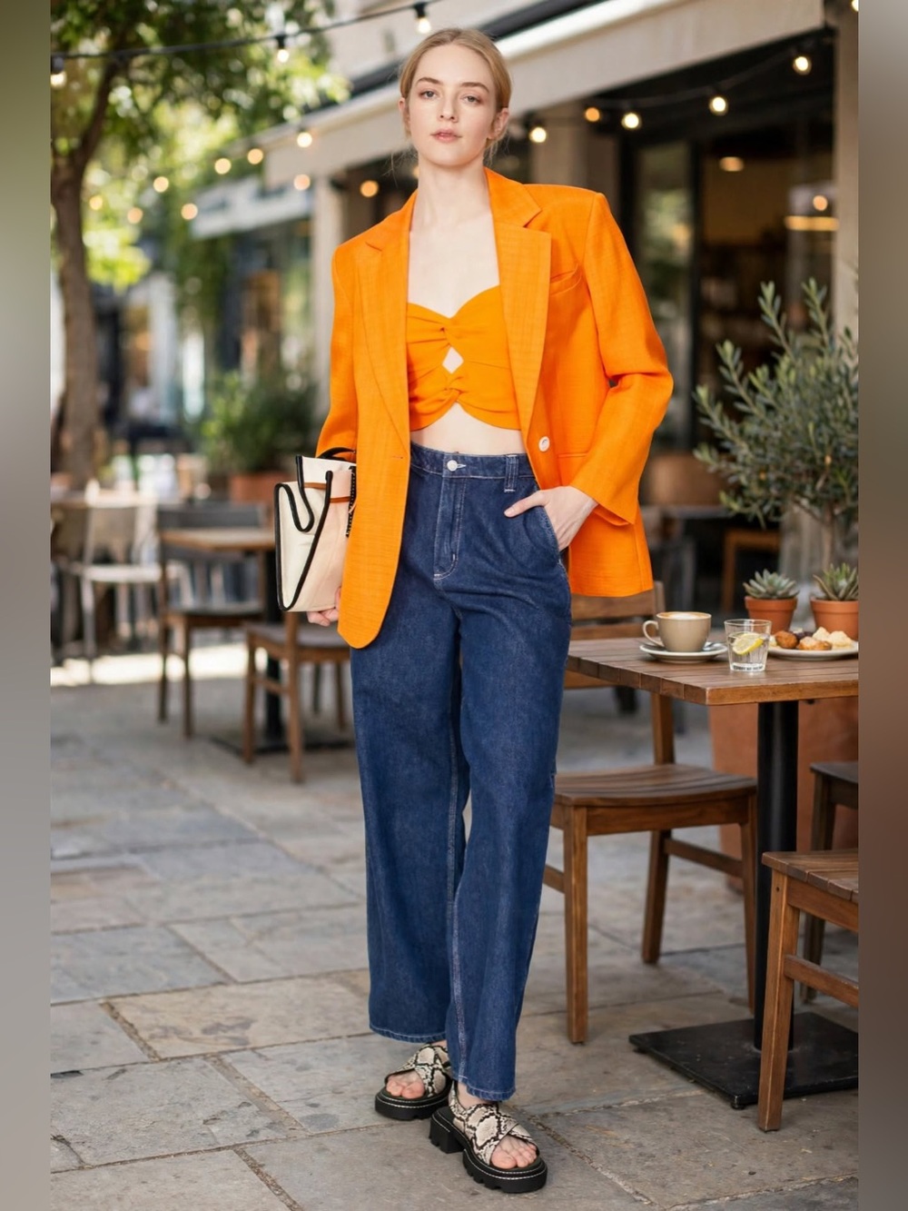 Sandro Harper Blazer Sz FR 40 or US 8 orange blazer.